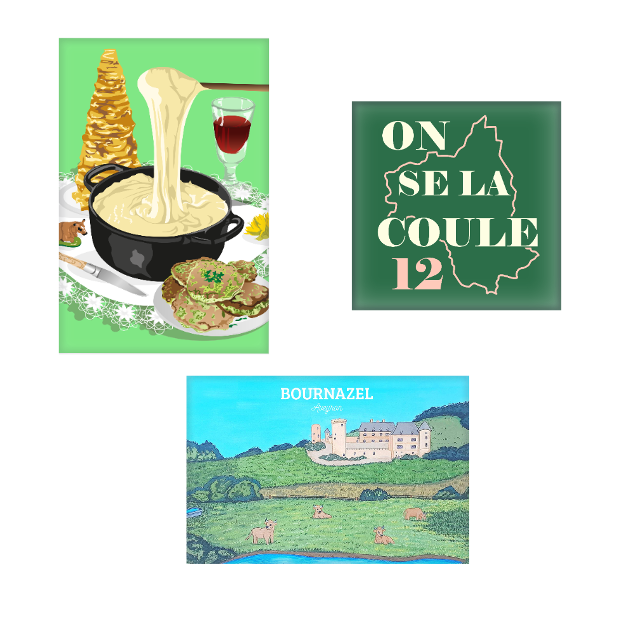 Lot de 3 magnets aveyronnais